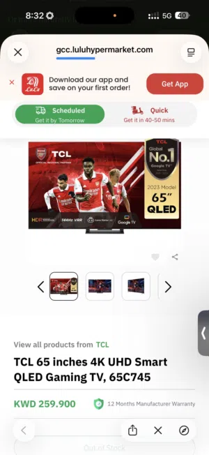 tcl gaming tv 144 Hz 65 inch