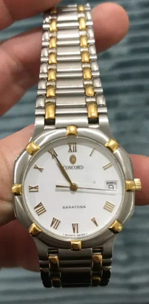 Concord Saratoga SL Mens 34mm Steel & Gold Quartz Watch 15-C2-230