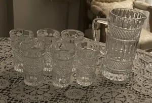 طقم كريستال بوهيمي إبريق و6 اكواب كريستال