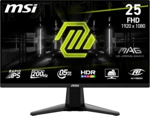 MSI MAG 255F E20 24.5-Inch FHD 1920x1080 Gaming Monitor 200Hz HDR Ready, AMD FreeSync Premium