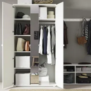 Wardrobe with 2 doors, white, 105x57x200 cm