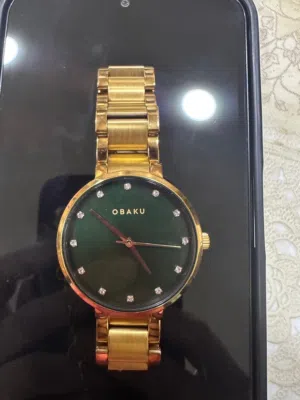 Obaku Glad Fern Quartz 6.7mm Slim Case Green Round Dial Women's Watch- V189LXVESV