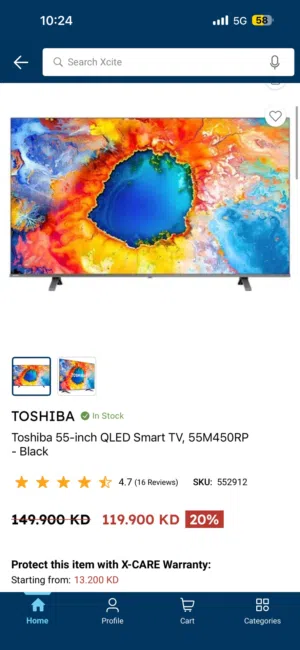 Toshiba 55-inch QLED Smart TV, 55M450RP