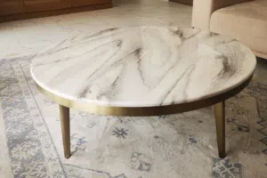 Large Round real Marble-Top Coffee Table 110 cms — perfect Condition