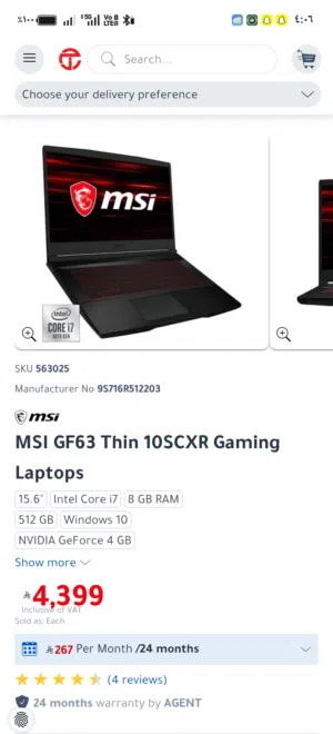 MSI GF 63 Thin-لاب توب ألعاب