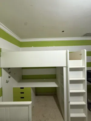 IKEA bed with cabinets and drawers lots of storage سرير ايكيا مع كبت ووحدة ادراج