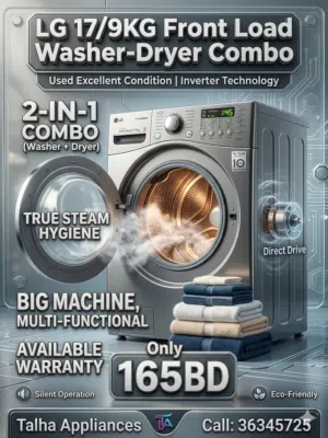 LG 17/9KG Front load Used Excellent Washing Machine Inverter Technology 2 in 1 Combo 165BD