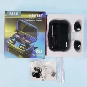 سماعات M10اللاسلكية مع شاشة رقمية ذكية، تحكم باللمس صوت واضح اتصال مستقر، استمتع بالموسيقى