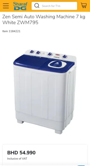 FOR SALE: ZEN Semi Auto Washing Machine 7KG