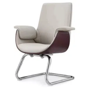 cantilever office chair with a chrome base and eco-leather upholstery.
