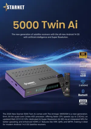 رسيفر ستارنت 5000 توين ايه آي فوركيه اندرويد STARNET 5000 TWIN AI 4K ANDROID