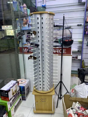 Rotating Sunglasses Display Stand with Wooden Cabinet