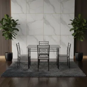 طقم طاولة طعام خشب مع 4 كراسي بتصميم عصري وأنيق - D01352- OAK