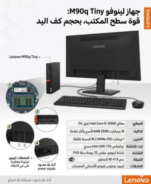 Lenovo ThinkCentre M90q Tiny Gen 5  كامل مع شاشة + ماوس + كيبورد Lenovo      أصلي (استخدام اسبوع)