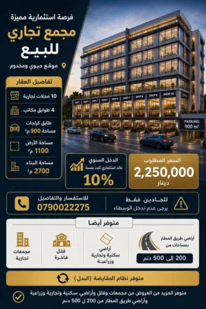فرصة استثمارية مميزة – مجمع تجاري للبيع بعائد سنوي 10 بالمية