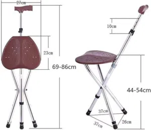 كرسي وعكاز في نفس الوقت  .. عكاز مع كرسي قابل للطي Medical chair with walking cane عصا مشي يمكن تحوي