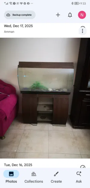 حوض سمك زجاج وخشي