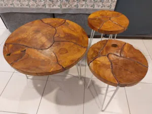 Real teak wood center table set for sale