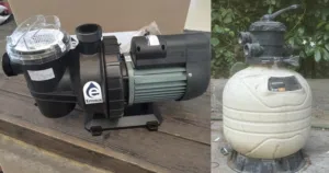 مضخة مسبح مع الفلتر وأدوات التعقيم والتنظيف