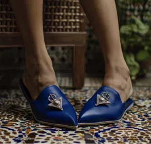 Leather Handmade Moroccan Slippers with fibula
