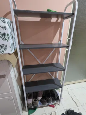 black and white shoe rack