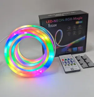 شريط إضاءة LED ذكي بتقنية البلوتوث نيونRGB متحركة   5M من YUGAM DC5V كفالة لمدة سنة