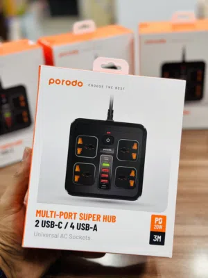 محول كهربائي PORODO MULTI-PORT SUPER HUB 2USB-c / 4USB-A