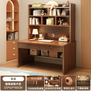 مكتب دراسي فاخر - طاولة دراسية - مكتب خشبي فاخر برفوف علوية و جرارين