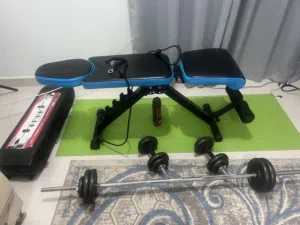 Adjustable Weight Bench with 50kg Barbell & Dumbbell Set – Home Gym Equipment
