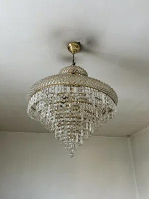 Gold plated crystal chandelier