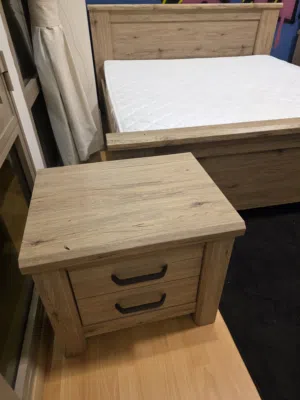 King size bed with side table