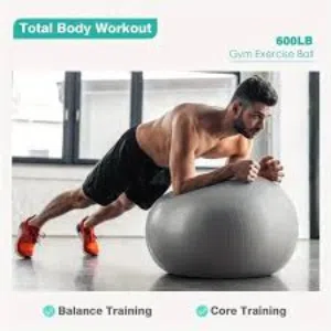 كره تمارين الجيم الرياضيه كرة اليوغا و اللياقه البدنيه طابه جيم مطاطيه حجم 65 سم مع منفاخ طابة يوغا