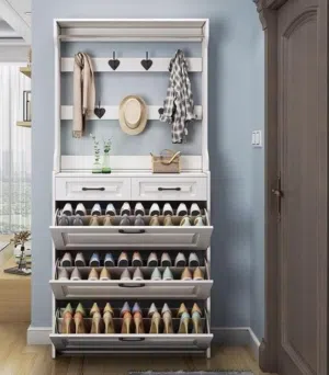brand New Hallway Coat Rack with Folding Shoe Drawers, Shoes rack (CASH ON DELIVERY ALL UAE)