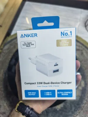 شاحن Anker الأصلي 33W مخرجين USB-C + USB-A شحن سريع PD للآيفون والسامسونج