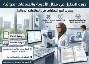 دورة تدريبية في تخصص الكيمياء في مجال صناعة الادوية