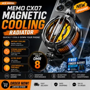 MEMO CX07 Magnetic Phone Cooler (Brand New) – Perfect for PUBG / Genshin –Free gaming finger sleeve