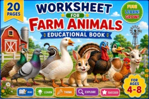 Farm Animals Activity Book for Kids Printable PDF