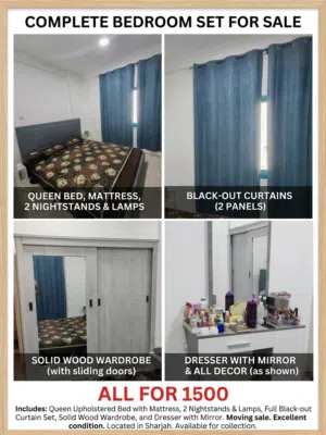 غرفة نوم شبه جديدة للبيع