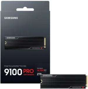 SAMSUNG SSD 9100 PRO with Heatsink 2TB, PCIe 5.0x4 M.2 2280, Seq. Read Speeds Up to 14,800/13,400 MB