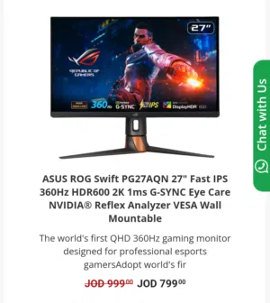 Asus Rog Swif PG27AQN 27 2K  شاشة احترافيهFast IPS 360hz 1ms