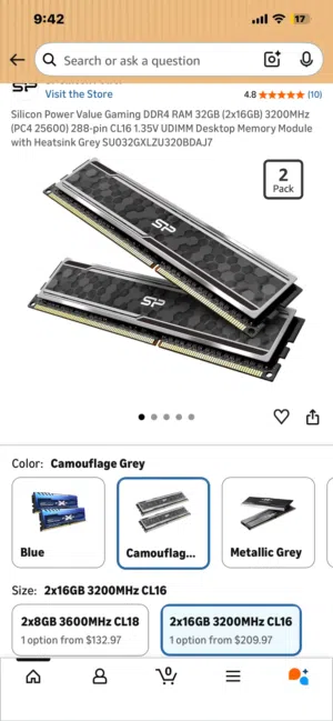 2*16 32GB DDR4 RAM 3200 رام 32 جيجا للبيع متاح اسكندريه اكتوبر قاهره
