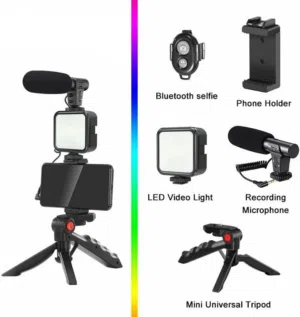 عدة تصوير للبث المباشر(ترايبود/اضاءة/ ميكرفون/ ريموت تحكم) KIT-01LM Video Kit Vl