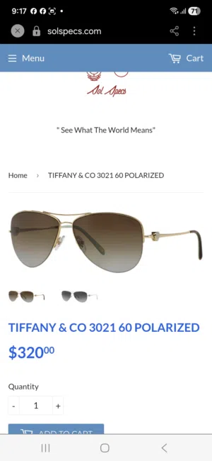 Tiffany and co نظاره شمسيه للبيع ب70 دبنار