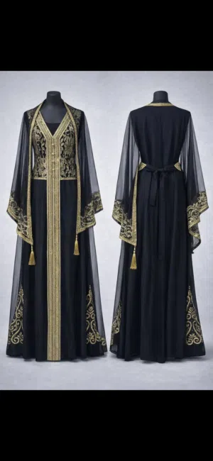 Elegant Black  dress with Gold Embellishments