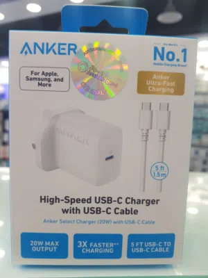 Anker PowerPort III 20W Cube With Charging Cable  أنكر باور بورت III 20 واط مكعب مع كابل شحن