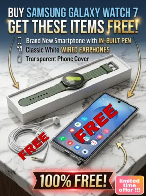 Samsung galaxy watch 7 and free smartphone with in built pen,earphones and phone cover with box free