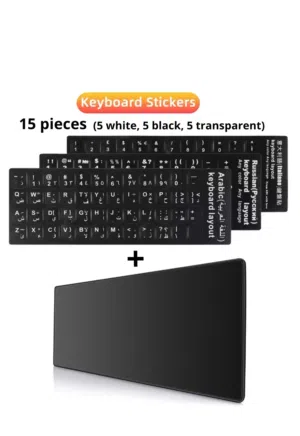 15 Pcs Keyboard Stickers (Arabic Language) + Large Mouse Pad - Only 35 AED