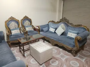 طقم كراسي بحاله ممتازه خشب اصلي ثقيل clean sofa set original heavy wood