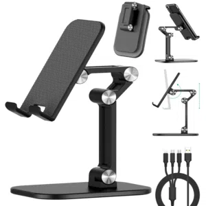 حامل جوال مكتبي قابل للطي...  بتصميم عصري وثابت.... يمكن تعديل ارتفاعه وزاويته بسهولة... مناسب لمشاه