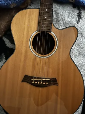 Hand crafted acoustic guitar made in Korea for sale. Brand name Haseesa